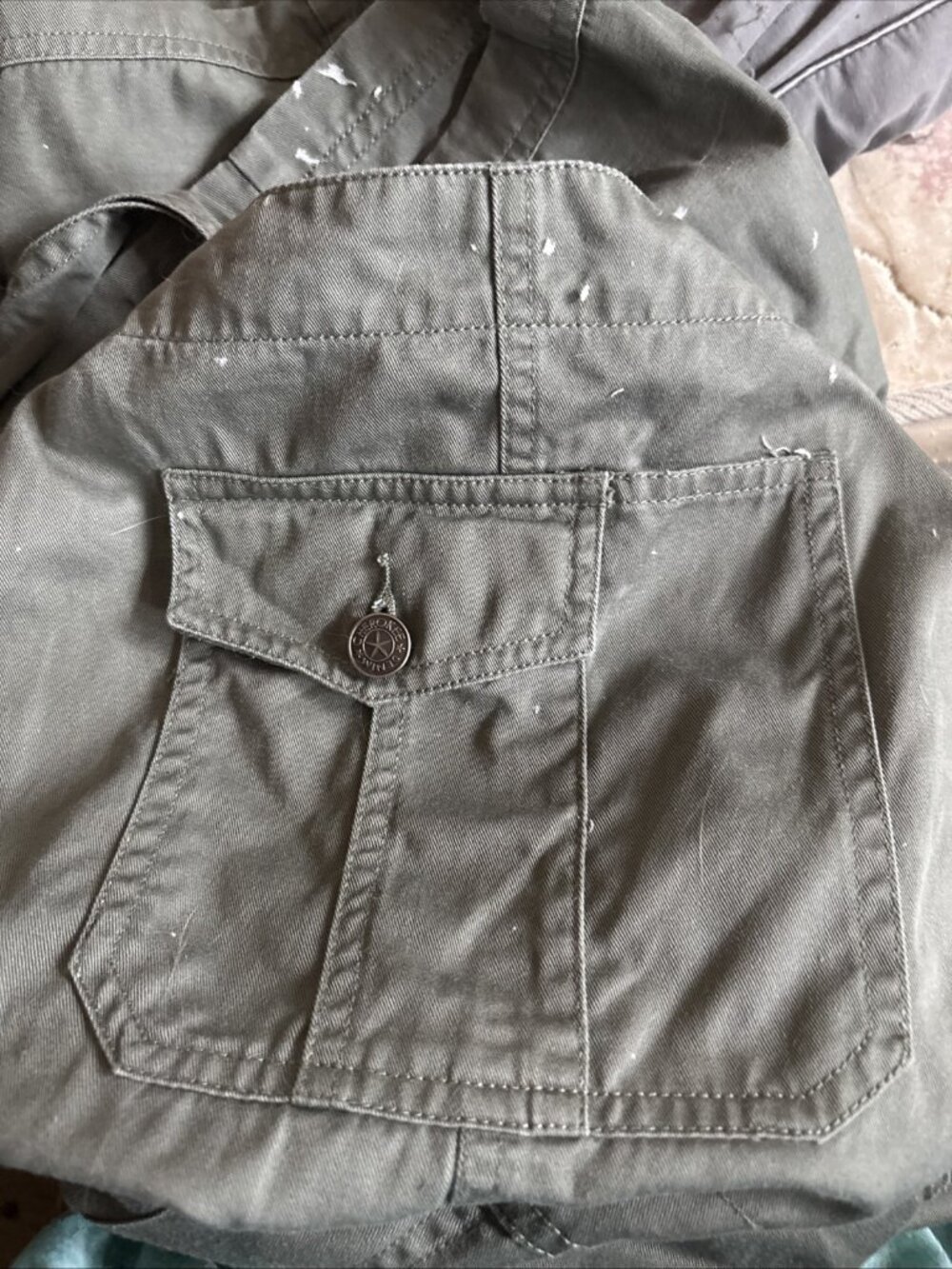 Women’s Vintage Khaki Short Bib Overalls Cherokee Size Large Vintage Cargo PKT - Picture 3 of 10